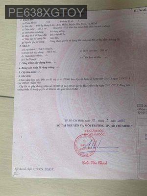 Cần tiền bán gấp - Xã Bà Điểm  -  Huyện Hóc Môn 