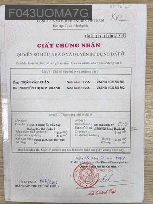 BÁN NHÀ 1 trệt 2 lầu  có thang máy đã hoàn công - Phường Tân Phú  -  Quận 9 