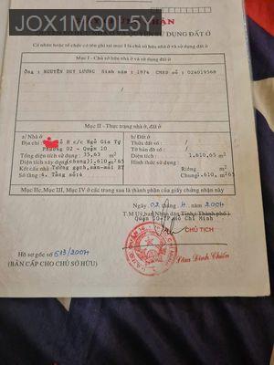 BÁN NHÀ C/c NGÔ GIA TỰ - LÔ H,  MẶT TIỀN ĐƯỜNG SƯ VẠN HẠNH QUẬN 10 - Phường 2  -  Quận 10 