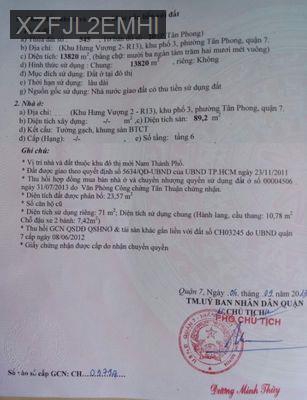 Bán căn hộ Hưng Vượng 2 - Phú Mỹ Hưng - Phường Tân Phong  -  Quận 7 