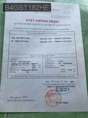 Bán nhà 9/2c tân thới nhất, quận 12 - Phường Tân Thới Nhất  -  Quận 12 