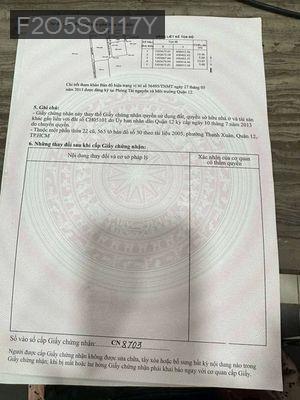 Lô đất  Thới An q12 dt 5x13.5m sổ riêng - Phường Thới An  -  Quận 12 