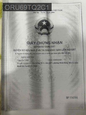 NHÀ MTKD 10A DG 21 BHHA BÌNH TÂN TPHCM 48M2 ĐÚC 3T - Phường Bình Hưng Hòa A  -  Quận Bình Tân 