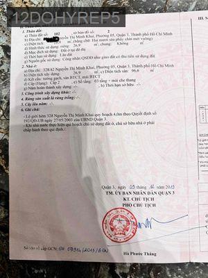 Bán nhà P.5 Quận 3, hẻm Nguyễn Thị Minh Khai, 3 lầu + sân thư - Phường 5  -  Quận 3 