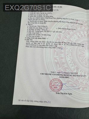 Chính chủ bán nhà 258/65 Trần Hưng Đạo, Q1, nhà mới ở liền - Phường Nguyễn Cư Trinh  -  Quận 1 