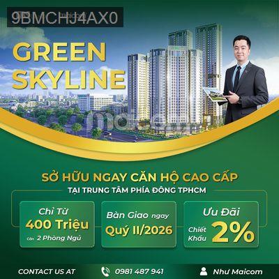 GREEN SKYLINE - CĂN HỘ 75M2 THIẾT KẾ MỞ CỰC THOÁNG -  CHỈ 1 TỶ 4 - Phường Đông Hòa  -  Thị xã Dĩ An 