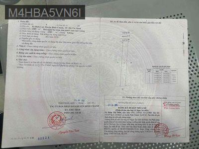 Bán đất - Xã Bình Lợi  -  Huyện Bình Chánh  - 2389m² - 5.9tỷ