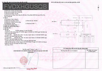 Bán nhà hẻm xe hơi đường Nguyễn Hóa Vĩnh - Phường Tân Quý  -  Quận Tân Phú 