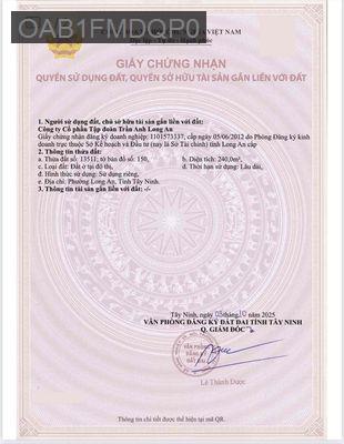 Đất nền biệt thự 240m2, sổ sẵn công chứng ngay - Phường 6  -  Thành phố Tân An 