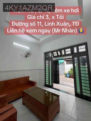 NHÀ NGANG 4.3m, 2 PN,1 PK, 55m2, ĐƯỜNG XE HƠI - Phường Linh Xuân  -  Quận Thủ Đức 