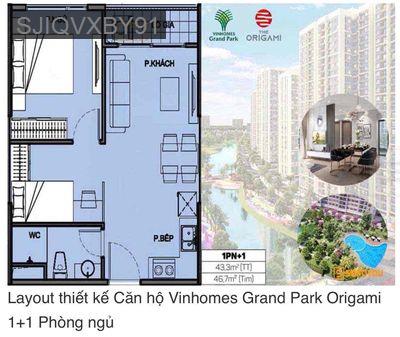 Chính chủ cần bán 1PN+ tại Origami Vinhomes Grand Park. Sẵn sổ lâu dài - Phường Long Thạnh Mỹ  -  Quận 9 