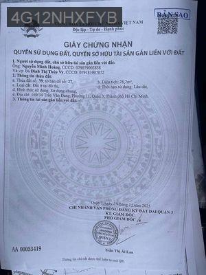 Bán nhà - Phường 11  -  Quận 3  - 28m² - 3tỷ