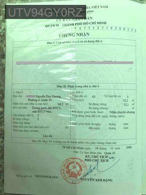Bán nhà Hẻm 371 Nguyễn Duy Dương Quận 10 - Phường 4  -  Quận 10 
