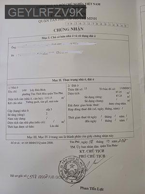 BÁN NHÀ GÓC 2 HẺM 8 M - 3,5M - 149/XX LŨY BÁN BÍCH - 87M2 - 11 TỶ - Phường Tân Thới Hoà  -  Quận Tân Phú 