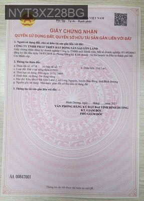 SỞ HỮU BẤT ĐỘNG SẢN VÀNG GIÁ CHỈ 1 TỶ 05 - Xã Long Nguyên  -  Huyện Bàu Bàng 