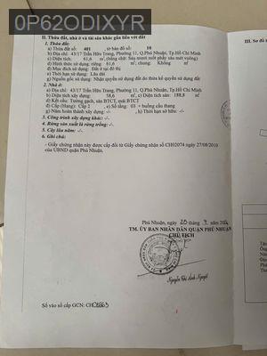 TÔI CHÍNH CHỦ CẦN BÁN NHÀ GẦN CHỢ TRẦN HỮU TRANG PHƯỜNG 11 - Phường 11  -  Quận Phú Nhuận 