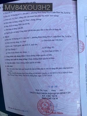 cần bán  - Phường Bình Hưng Hòa A  -  Quận Bình Tân 