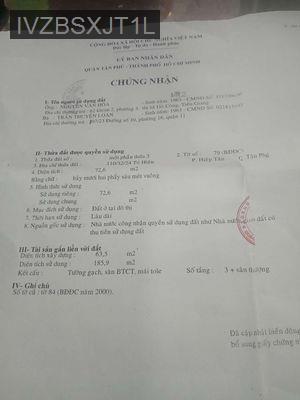 HẺM Ô TÔ NHỰA 8m THÔNG TÔ HIỆU 4 TẦNG - Phường Hiệp Tân  -  Quận Tân Phú 