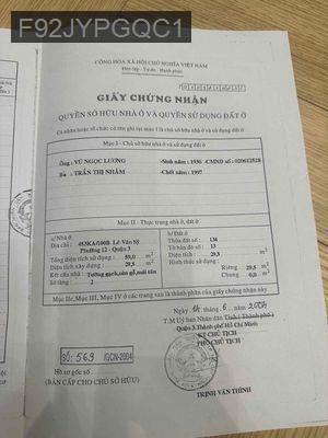 Bán nhà 453KA/100B Lê Văn Sỹ Quận 3 - Phường 12  -  Quận 3 