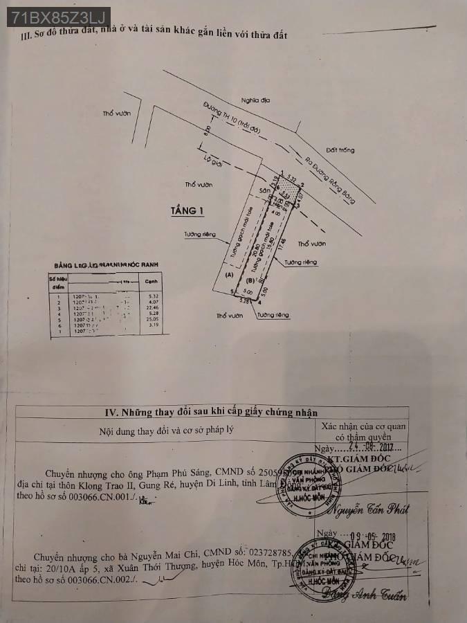 Bán nhà mặt tiền giá rẻ chỉ 24tr/m2 thổ. 5.3 x 27 full thổ cư mặt tiền Tân Hiệp - Xã Tân Hiệp  -  Huyện Hóc Môn  - (ảnh - 1)