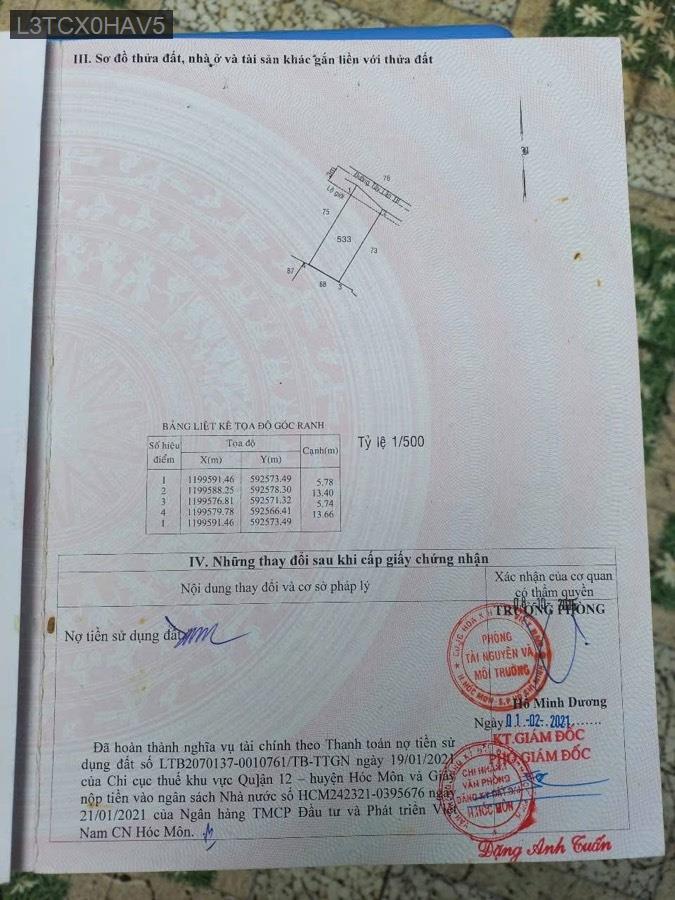 Bán lô đất Bà Điểm SHR 6x13. Hẻm xe ba gác, cách mặt tiền Nguyễn Ảnh Thủ chỉ 200m - Xã Bà Điểm  -  Huyện Hóc Môn  - (ảnh - 4)