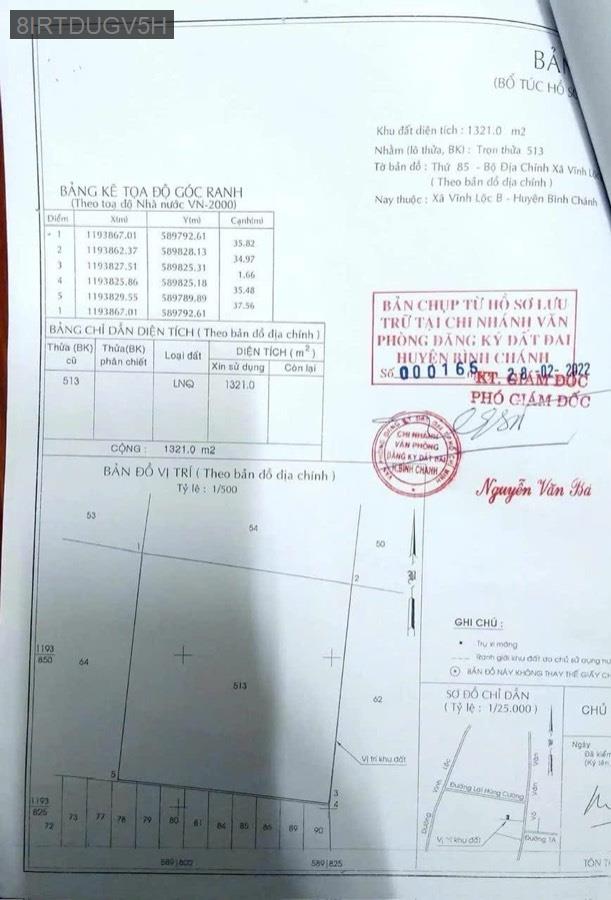 Bán đất Võ Văn Vân diện tích 36x36 full thổ . Giá 22tỷ5 - Xã Vĩnh Lộc B  -  Huyện Bình Chánh  - (ảnh - 0)