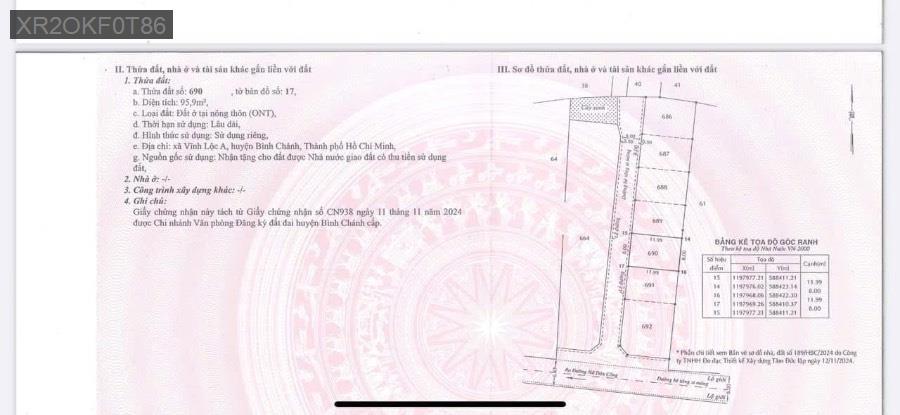 Bán lô đất SHR Vĩnh Lộc A. Hẻm ô tô - Xã Vĩnh Lộc A  -  Huyện Bình Chánh  - (ảnh - 1)