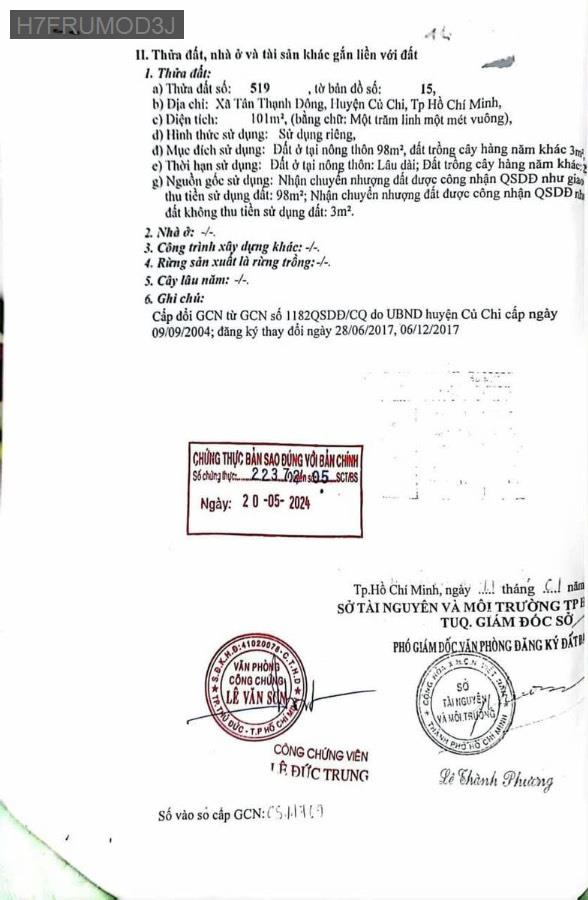 Bán nhà mặt tiền Đường Lê Thị Bay, dt 6x17 full thổ. Giá 3.5tỷ còn TL - Xã Tân Thạnh Đông  -  Huyện Củ Chi  - (ảnh - 2)