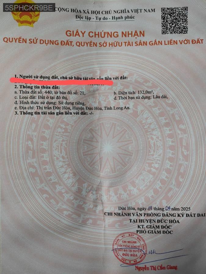 Bán đất SHR 5x25 - Thị trấn Đức Hoà  -  Huyện Đức Hòa  - (ảnh - 0)