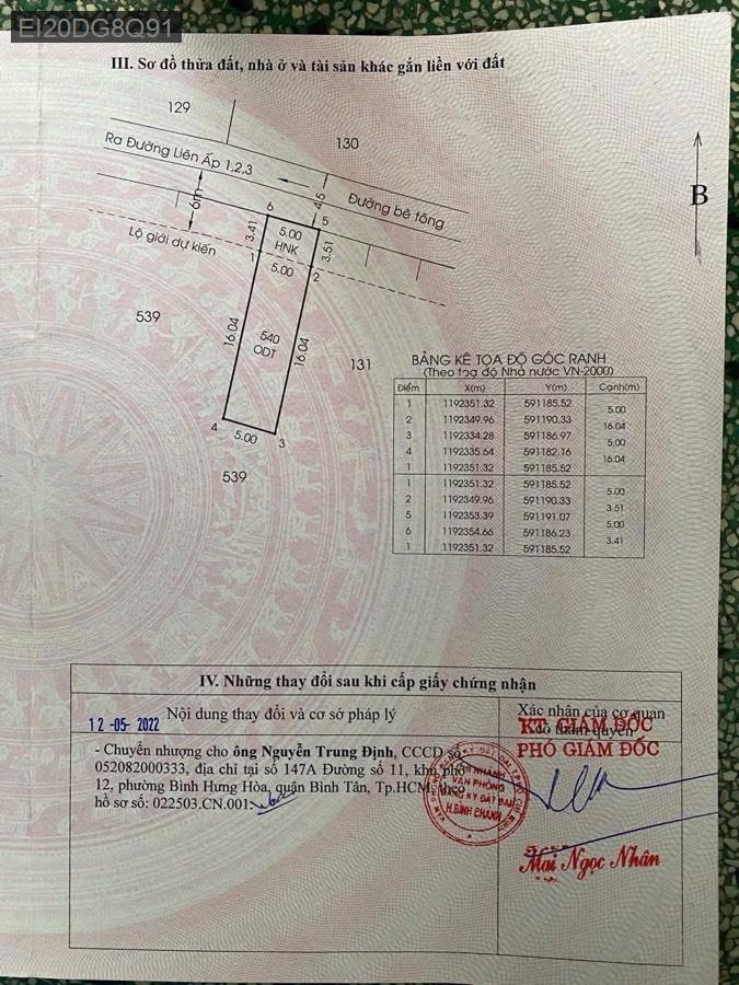 Bán đất Đường 123 gần chợ, diện tích 5x20. Đường rộng thông, tặng giấy phép xây 3 tấm - Xã Vĩnh Lộc B  -  Huyện Bình Chánh  - (ảnh - 2)