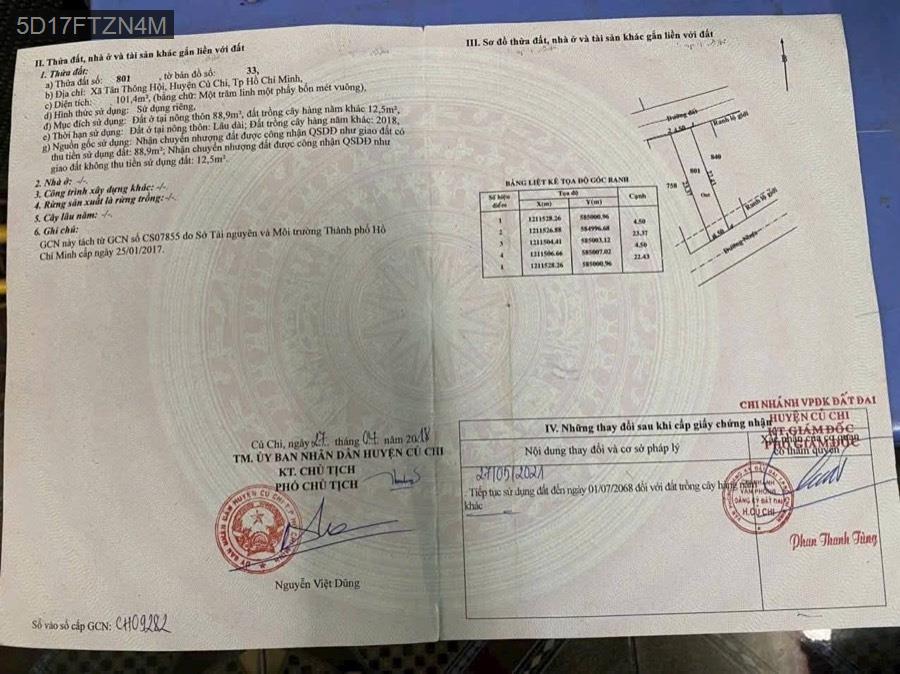 Bán đất mặt tiền Đường Số 5, diện tích 101m xây dựng hoàn công ngay - Xã Tân Thông Hội  -  Huyện Củ Chi  - (ảnh - 2)