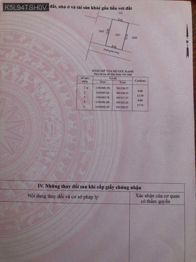 Bán đất Sổ Hồng Riêng đường Cây Cám giáp Bình Tân, diện tích 8x14 full thổ cư. Giá 4.2tỷ TL - Xã Vĩnh Lộc B  -  Huyện Bình Chánh  - (ảnh - 1)