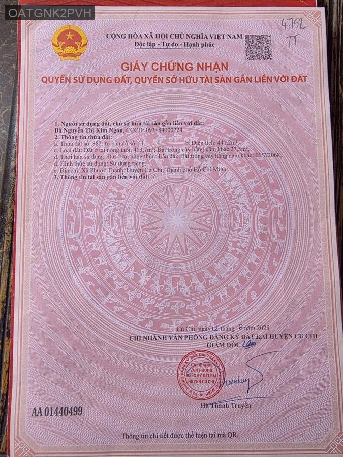 Bán lô đất mặt tiền đường bê tông Phước Thạnh, thích hợp cho khách xây nhà ở định cư lâu dài - Xã Phước Thạnh  -  Huyện Củ Chi  - (ảnh - 1)