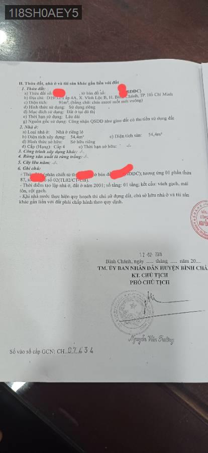 Bán nhà SHR Vĩnh Lộc B, gần ngã 5, 5x18 - Xã Vĩnh Lộc B  -  Huyện Bình Chánh  - (ảnh - 5)