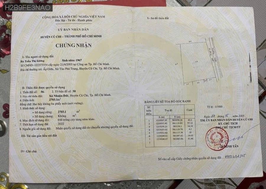 Bán lô đất + nhà vườn có cấp 4 sẵn, có đường kênh nước chảy quanh năm - Xã Nhuận Đức  -  Huyện Củ Chi  - (ảnh - 0)