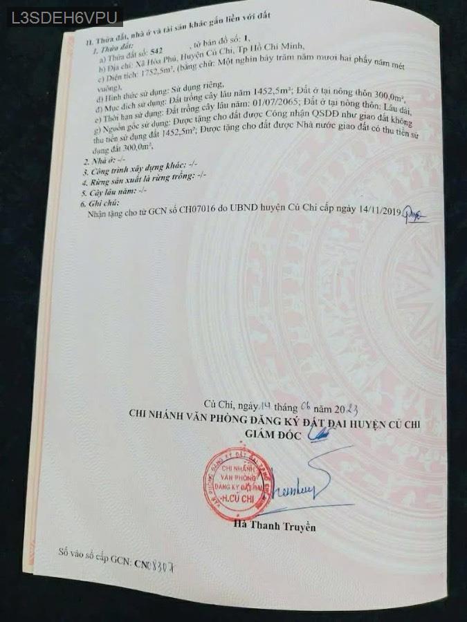 Bán lô đất mặt tiền đường Tân Thạnh Đông, diện tích 14x118. Giá 6tỷ TL - Xã Tân Thạnh Đông  -  Huyện Củ Chi  - (ảnh - 0)