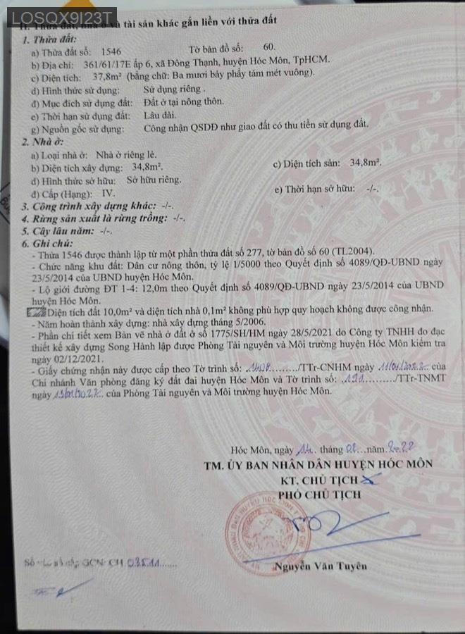 Bán nhà mặt tiền Đông Thạnh 1-4, SHR 8x6. Phù hợp kinh doanh buôn bán - Xã Đông Thạnh  -  Huyện Hóc Môn  - (ảnh - 3)