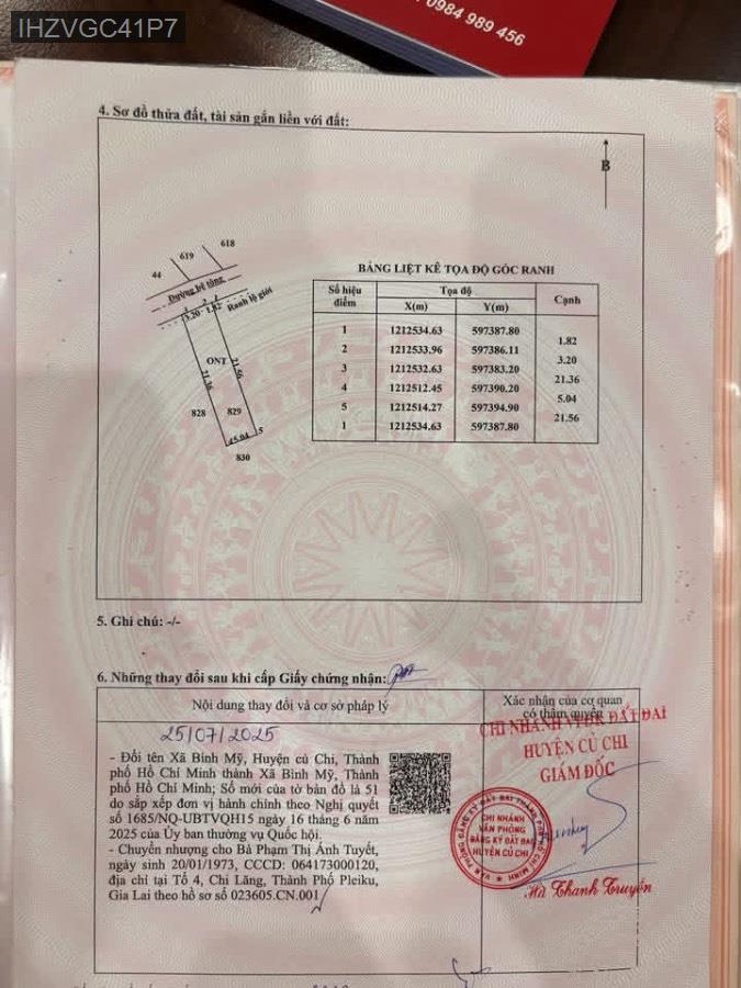 Bán 2 lô đất đường Hà Duy Phiên sổ riêng từng nền, diện tích 5x21 full thổ cư xây dựng hoàn công. - Xã Bình Mỹ  -  Huyện Củ Chi  - (ảnh - 2)