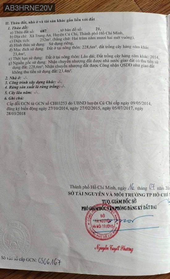 Bán đất Trung An diện tích 7x36 full thổ cư. Giá 2.7tỷ TL ít  - Xã Trung An  -  Huyện Củ Chi  - (ảnh - 1)