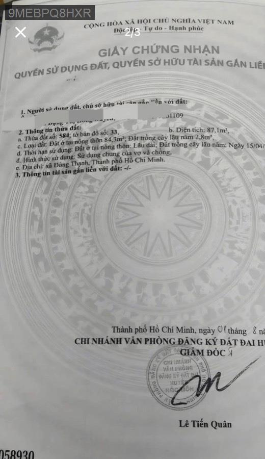Bán đất Sổ Hồng Riêng Ấp 6 Đông Thạnh. Thuận tiện di chuyển, gần Q12 600m.  - Xã Đông Thạnh  -  Huyện Hóc Môn  - (ảnh - 0)