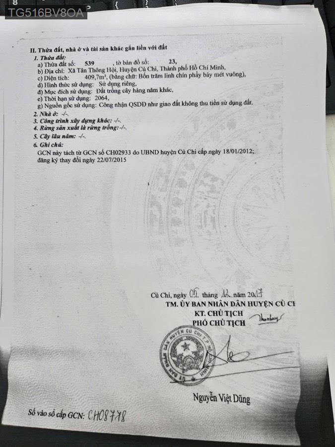 Bán đất mặt tiền Trần Quang Đạo, diện tích 10x40 tổng 409m². Giá 5.7tỷ TL - Xã Tân Thông Hội  -  Huyện Củ Chi  - (ảnh - 2)