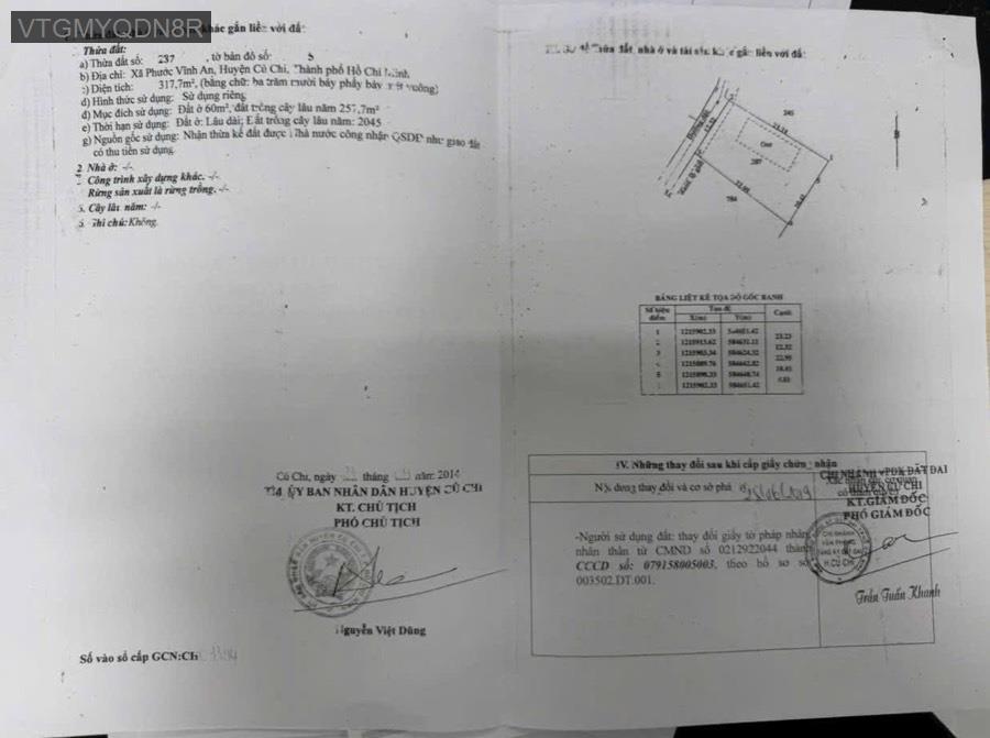 Bán nhà vườn Cây Bài diện tích 12.3x23 nở hậu 15.2, tổng diện tích 318m². Giá 2tỷ940triệu TL - Xã Phước Vĩnh An  -  Huyện Củ Chi  - (ảnh - 1)