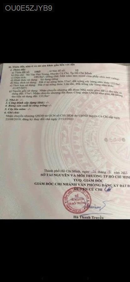 Bán đất đường 64 tổng 189m² có 57m thổ cư. Đất đã được san phẳng, xây cổng và rào cao đẹp - Xã Tân Phú Trung  -  Huyện Củ Chi  - (ảnh - 1)