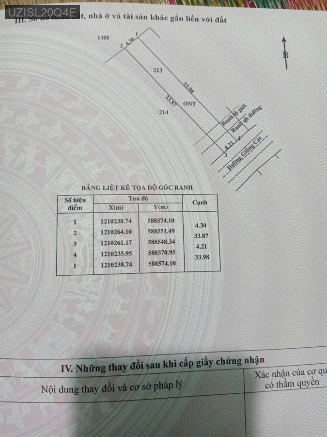 Bán đất Tân Phú Trung - Full thổ cư 4.2x34 nở hậu 4.3. Hướng đông nam - Xã Tân Phú Trung  -  Huyện Củ Chi  - (ảnh - 1)