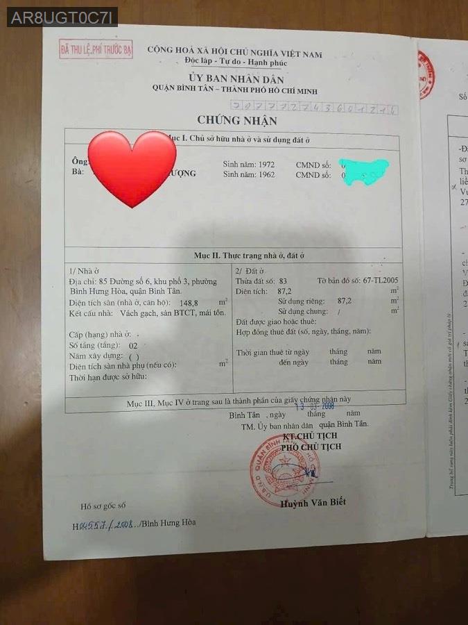 Bán nhà mặt tiền 85 Đường Số 6, pháp lý SHR đầy đủ công chứng ngay. Giá 6.65tỷ TL - Phường Bình Hưng Hòa  -  Quận Bình Tân  - (ảnh - 0)