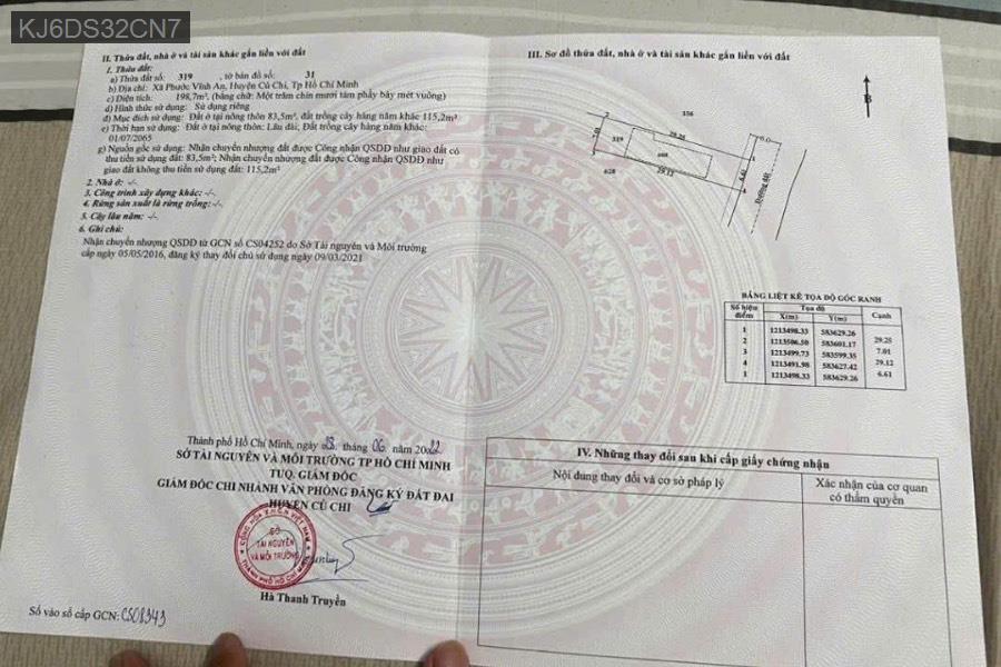 Bán nhà Đường 412 cách đường Trần Văn Chẩm 100m, tổng diện tích 198m. Giá 3.8tỷ - Xã Phước Vĩnh An  -  Huyện Củ Chi  - (ảnh - 0)