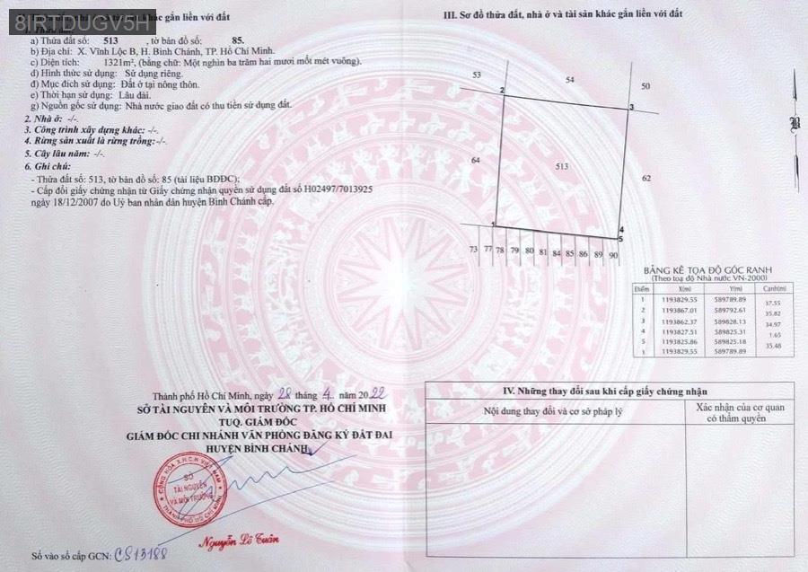 Bán đất Võ Văn Vân diện tích 36x36 full thổ . Giá 22tỷ5 - Xã Vĩnh Lộc B  -  Huyện Bình Chánh  - (ảnh - 4)